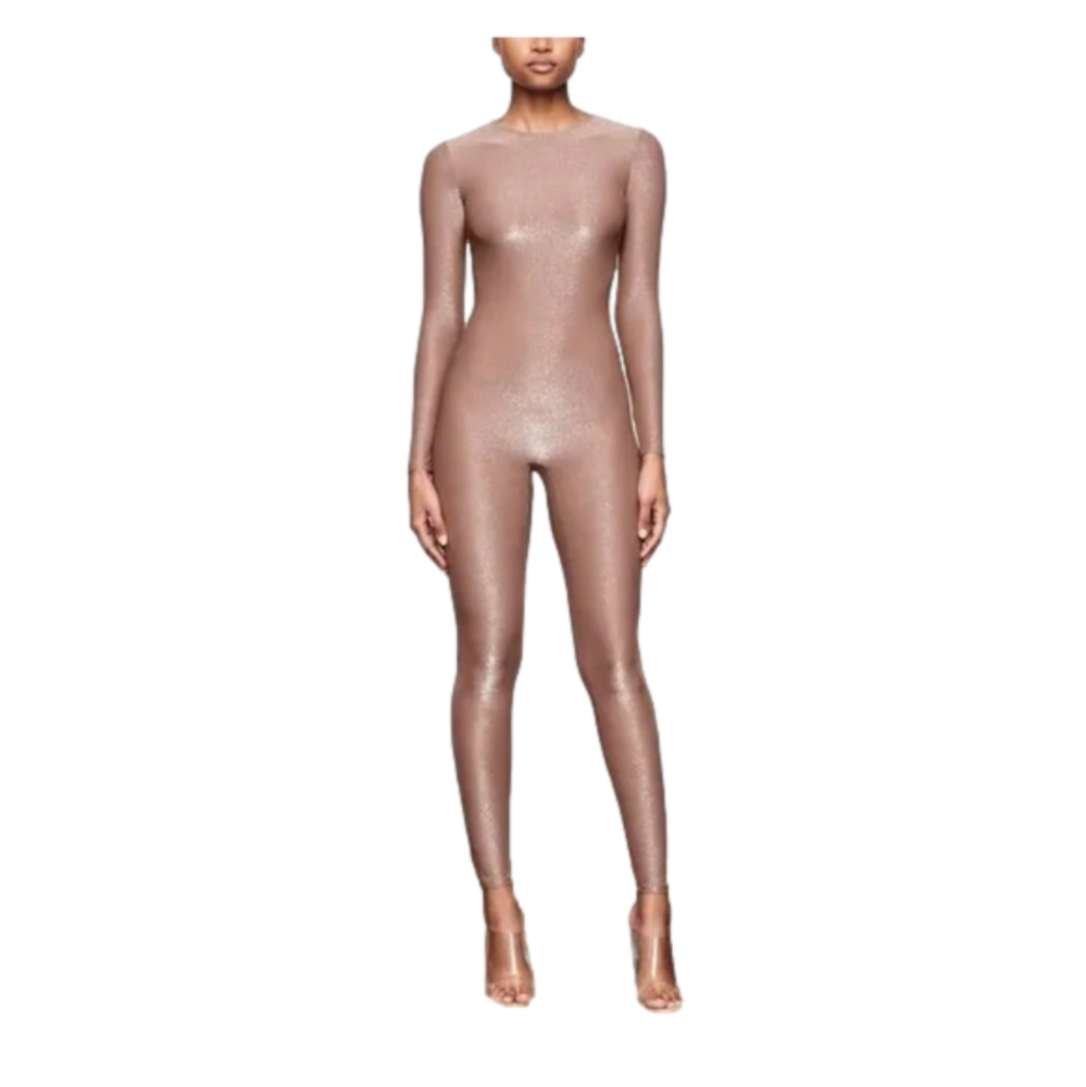 🔥 NWT SKIMS long sleeve gold jumpsuit - Umber Color - Size large - rare find!